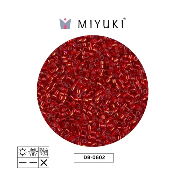 Miyuki Delica Transparente Rojo Linea Plateada