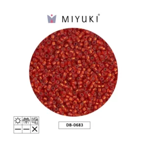 Miyuki Delica Silver Lined Frosted Red Orange