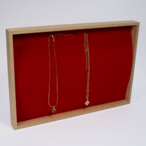 Exhibidor Madera Rectangulo Cadenas Gamuza